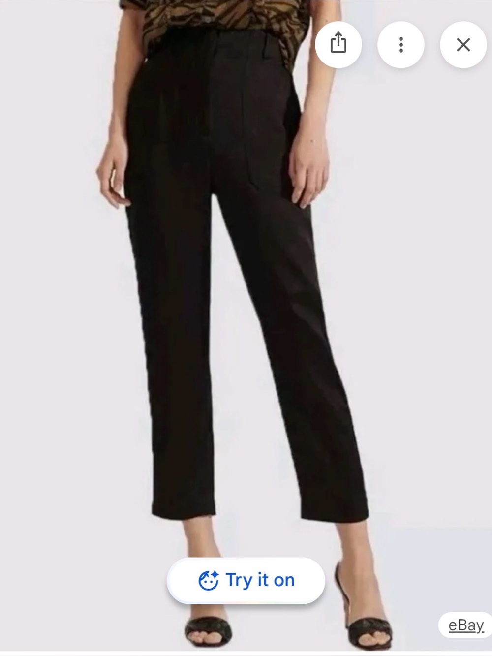 Veronica Beard Miranda Satin Pants Trousers High Rise Black Cropped Pockets